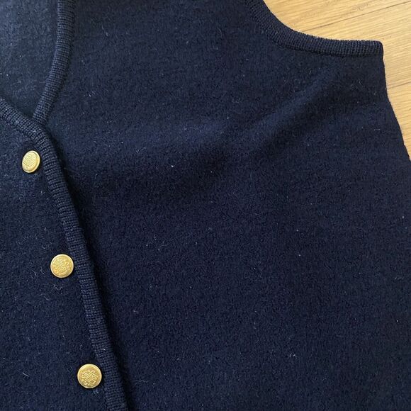 Milano Design Groups Vintage Navy 100% Wool Vest 4 Gold Buttons Classic Sz Med - Picture 7 of 10